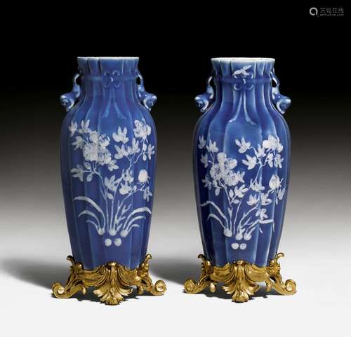 PAIR OF VASES WITH BRONZE MOUNTS,