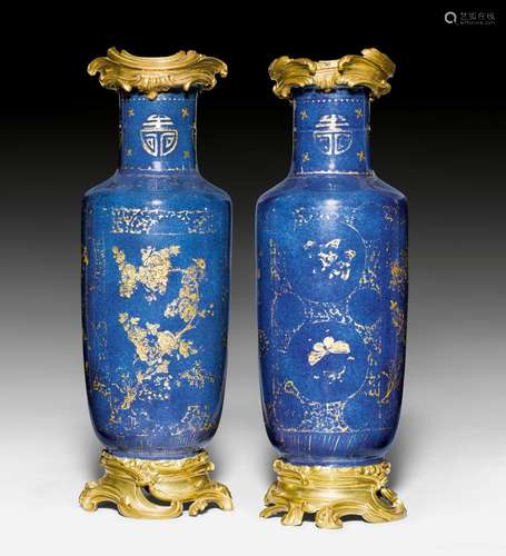 PAIR OF VASES WITH BRONZE MOUNTS,