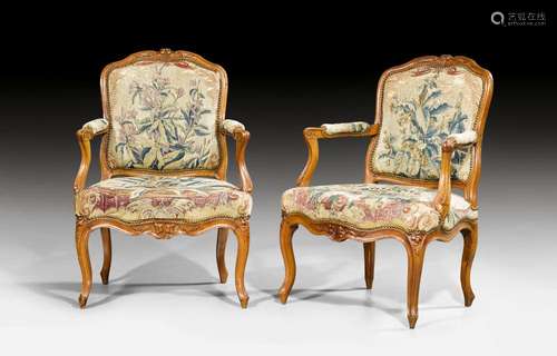 PAIR OF LARGE TAPESTRY FAUTEUILS 