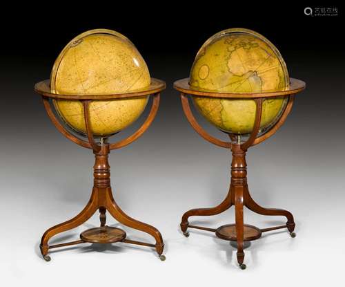 PAIR OF TERRESTRIAL AND CELESTIAL GLOBES,