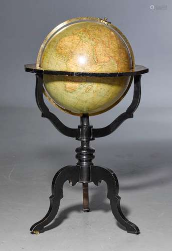 LARGE TERRESTRIAL GLOBE ON STAND,