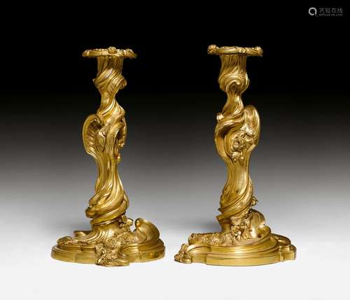 PAIR OF LARGE CANDLESTICKS,