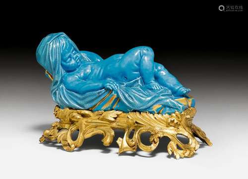 SMALL PORCELAIN FIGURE ON A BRONZE MOUNT,