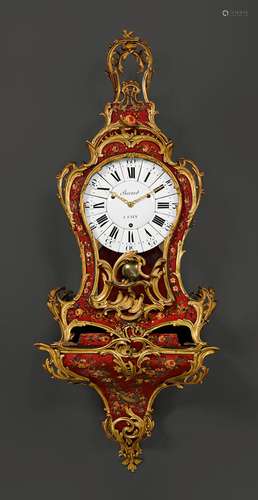 PAINTED CLOCK on plinth,