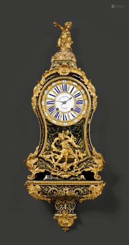 BOULLE CLOCK ON PLINTH,