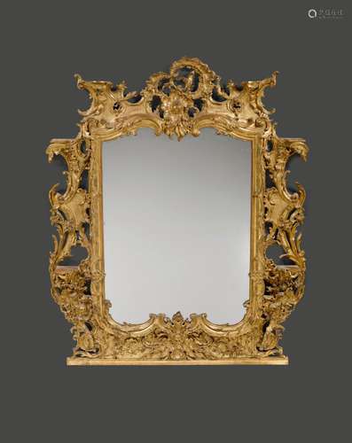 IMPORTANT MIRROR WITH CONSOLES FOR PORCELAIN FIGURES,