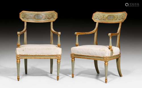 PAIR OF PAINTED ARMCHAIRS 