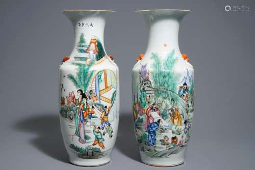 Two Chinese famille rose vases, 19/20th C.