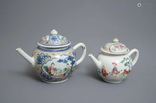 Two Chinese famille rose teapots, Yongzheng/Qianlong