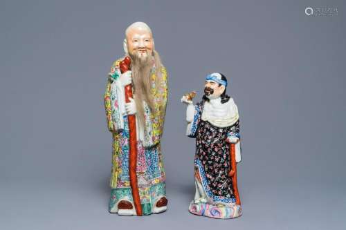 Two Chinese famille rose figures of Li Tieguai and Shoulao, 19/20th C.