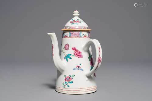 A Chinese famille rose chocolate jug and cover, Yongzheng