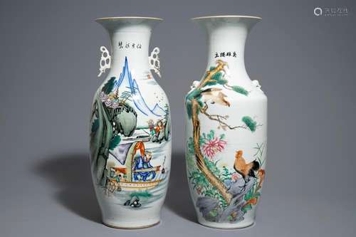 Two Chinese famille rose vases, 19/20th C.