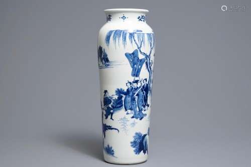 A Chinese blue and white Transitional style vase, 19/20th C.