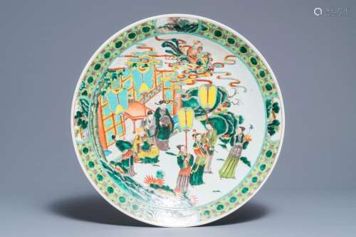A Chinese famille verte 'mythological subject' charger, 19th C.