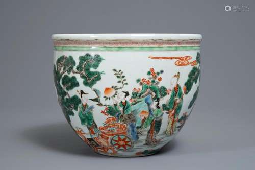 A Chinese famille verte jardinière, 19/20th C.