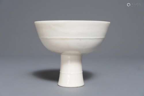 A Chinese blanc de Chine stem cup, Wanli or Transitional period