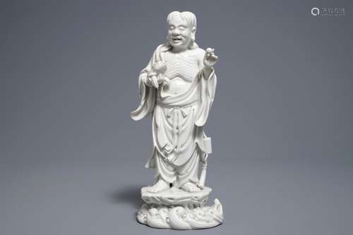 A Chinese Dehua blanc de Chine model of Liu Hai and the toad, mark of Xie Bamboo, early 19th C.