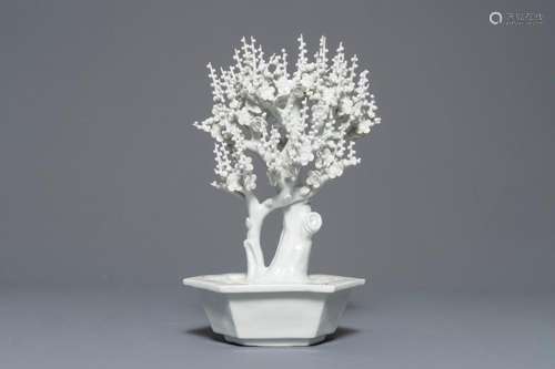 A Chinese blanc de Chine model of a tree, Kangxi