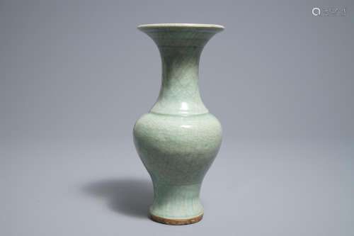 A Chinese Longquan celadon vase with incised design, Ming