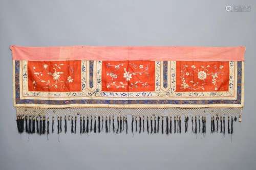 A Chinese embroidered silk altar cloth, 19/20th C.