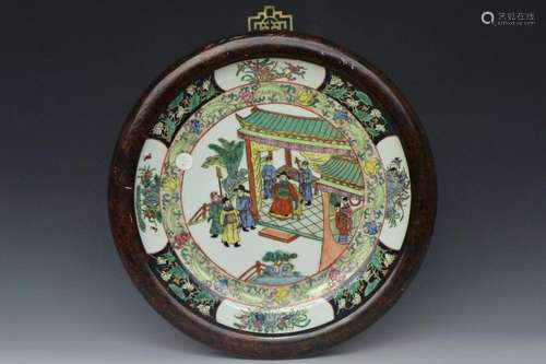 CHRISTIE'S QING FAMILLE ROSE CHARGER FRAMED