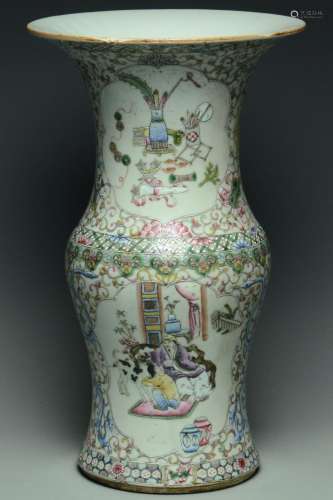A FAMILLE ROSE FIGURE SUBJECT VASE