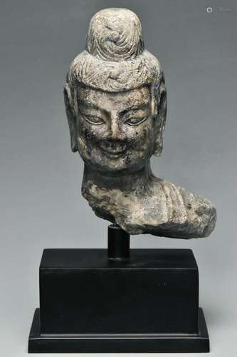 A NORTHERN WEI DYNASTY LIMESTONE HEAD OF BUDDHA