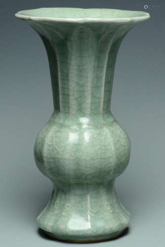 A MING DYNASTY LONGQUAN CELADON GU VASE