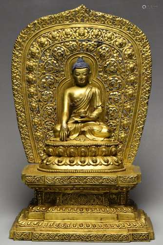 A MING GILT BRONZE FIGURE OF BUDDHA YONGLE PERIOD