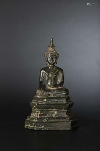 THAILANDE XVe/XVIe siècle Statuette de bouddha en ...