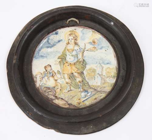 TABLEAU EN MAJOLIQUE DE CASTELLI En faience polyc...