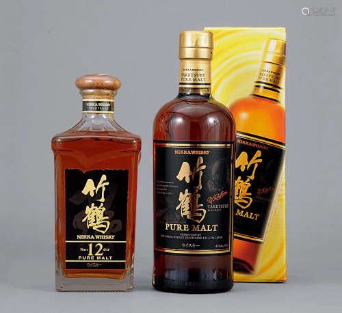 Nikka竹鶴12年 (木蓋方樽) 連竹鶴威士忌 共二件
