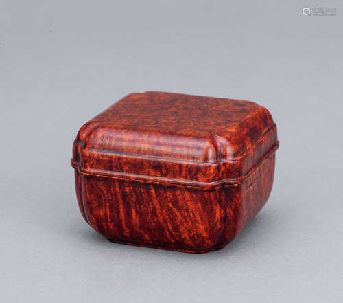 清 花梨癭式方形香盒