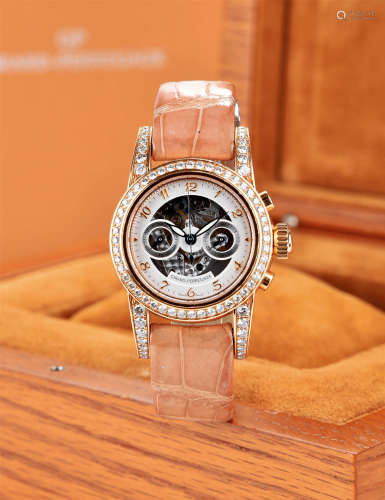 芝柏 18K玫瑰金鑽石皮帶腕錶 (原裝錶盒)