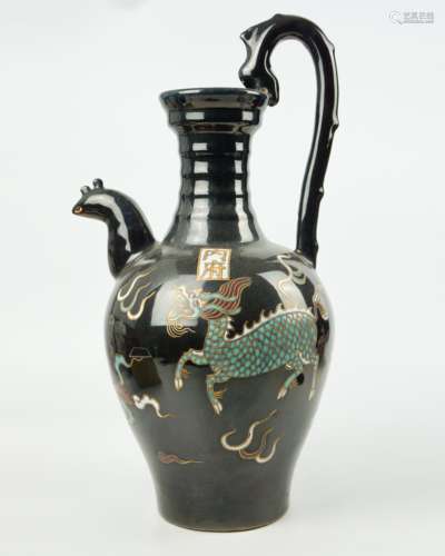 NEIFU MARK BLACK GLAZED EWER