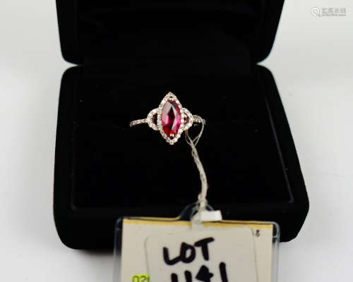 NON-HEATED RUBY PLATINUM RING WITH DIAMOND