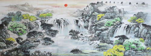 A WATERCOLOR PAINTING SIGN ZHOUGUOYAO