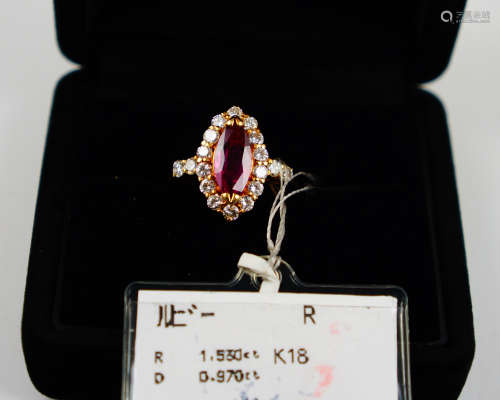 18K RUBY RING WITH DIAMOND