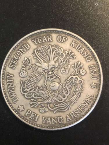 A DRAGON PATTERN COIN WITH GUANGXU CHARACTERS
