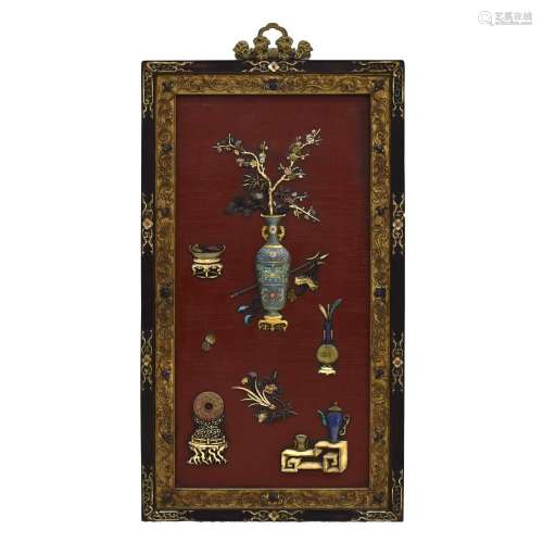 CLOISONNE & STONE INLAID HANGING SCREEN