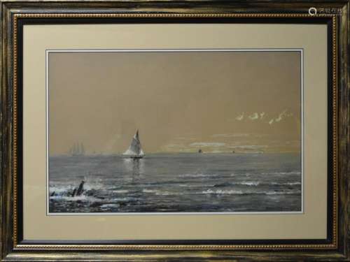 EDMOND DARCH LEWIS (1835-1910) SEASCAPE WITH SAILBOATS
