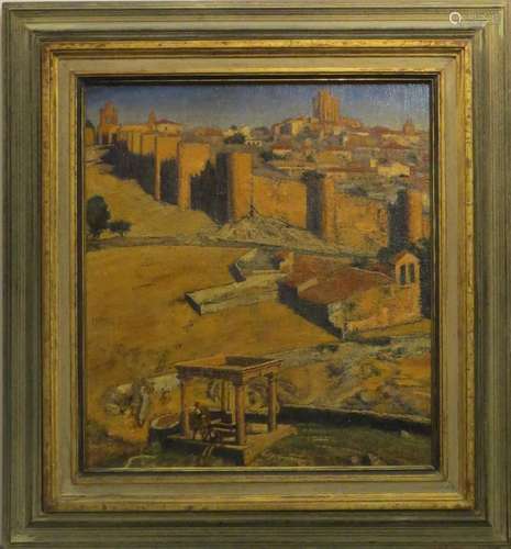 AVILA, WALLED CITY IN SPAIN BY A.E.HASWELL-MILLER (1887-1979)