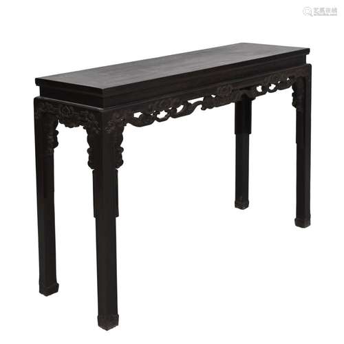 ANTIQUE ZITAN WAISTED TABLE IN OPEN WORK MOTIF