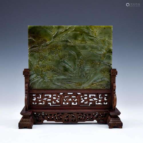 GREEN JADE PANORAMIC TABLE SCREEN