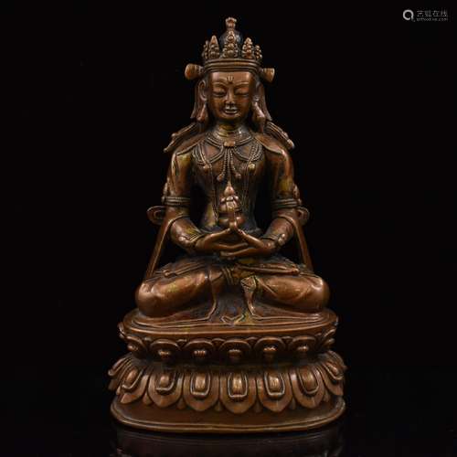 LARGE QING BRONZE SEATED AMITAYUS BUDDHA