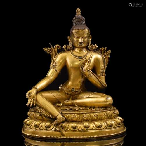 GILT BRONZE BUDDHA MANJUSHRI-GHOSHA