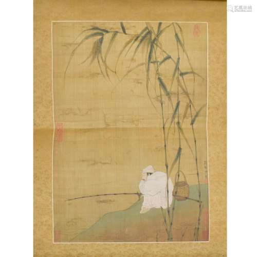 CHINESE SCROLL PAINTING OF FISHERMAN