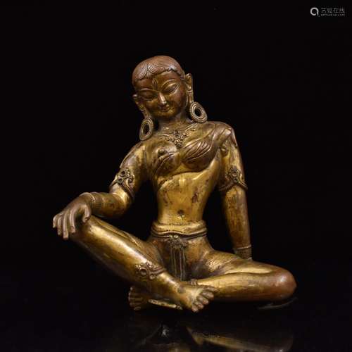 MING GILT BRONZE BUDDHA OF SIMHANADA AVALOKITHESVARA