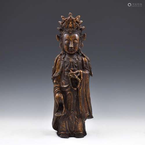 MING BRONZE BODHISATTVAS BUDDHA OF STANDING GUANYIN