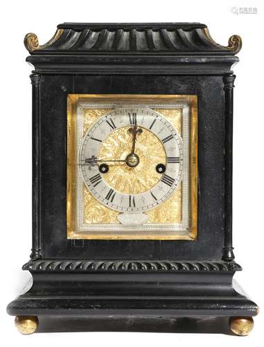 A William IV ebonised mantel clock, the eight day twin fusee movement, with an anchor escapement and